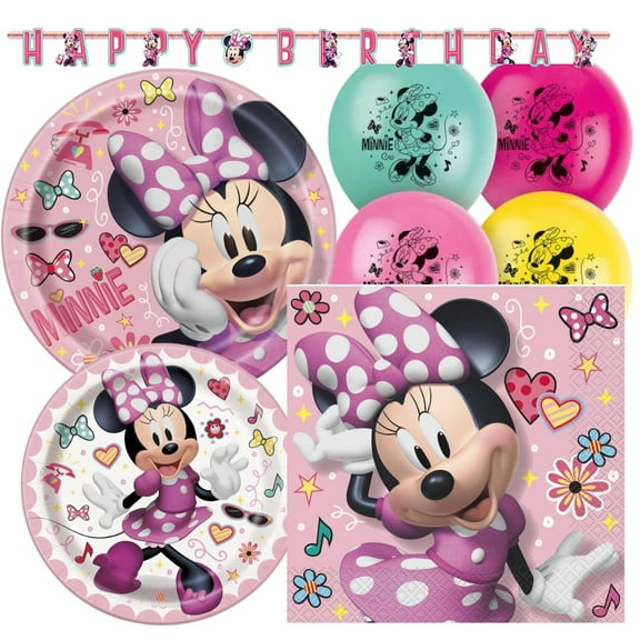 Minnie Mouse Party Supplies Set by Unique  Plates, Napkins, Balloons & Banner