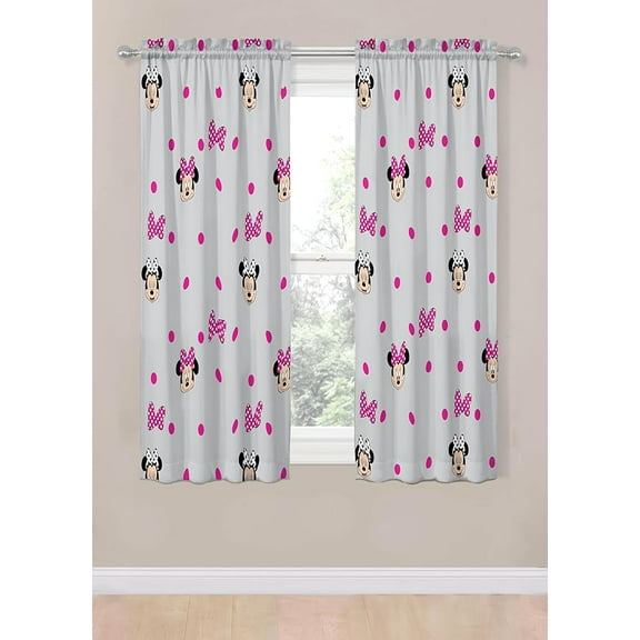 Minnie Mouse Peek A Boo Bows 2 Panel Blackout Curtain Set, 63 Inch Long