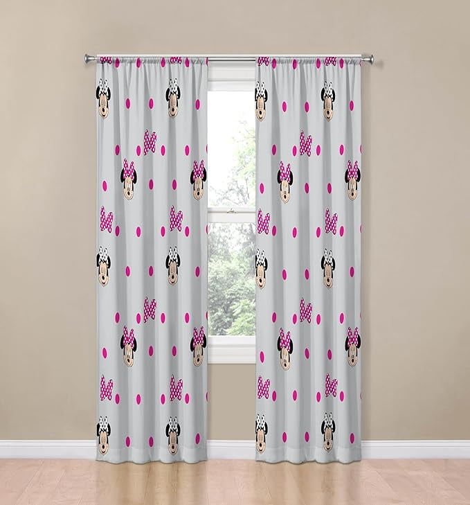 Minnie Mouse Peek A Boo Bows 2 Panel Blackout Curtain Set, 84 Inch Long