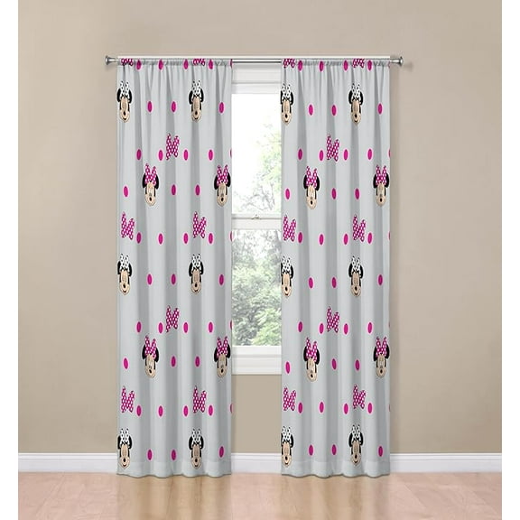 Minnie Mouse Peek A Boo Bows 2 Panel Blackout Curtain Set, 84 Inch Long