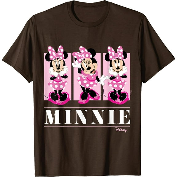 Minnie Mouse Pink Grid DTG Print Unisex T-Shirt,Dark Chocolate Color,Size XL