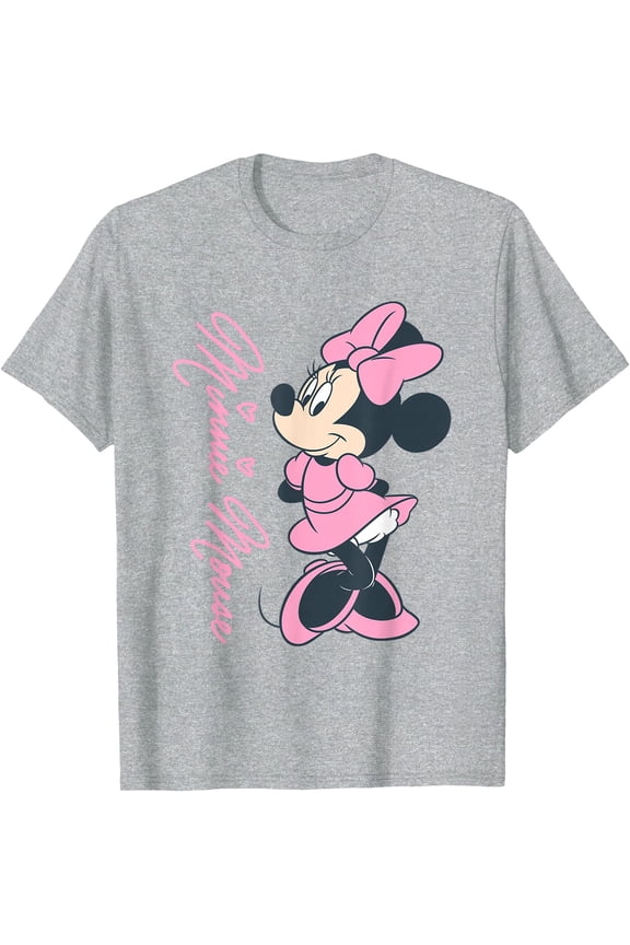 Minnie Mouse Pink Hearts DTG Print Unisex T-Shirt,Sport Grey Color,Size 2XL