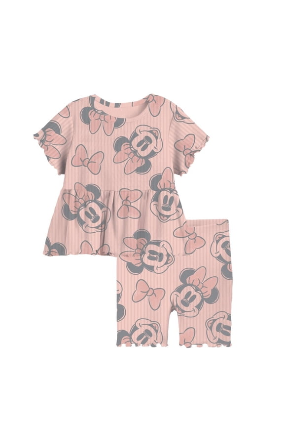 Minnie Mouse Pink Knit Rib Set Newborn