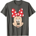 thumbnail image 1 of Minnie Mouse Polka Dot Bow Big Face DTG Print Unisex T-Shirt,Charcoal Color,Size XL, 1 of 5