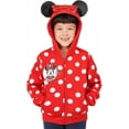 thumbnail image 1 of Minnie Mouse Polka Dot Portrait Zip Up Hoodie with Ribbon and Big Black Ear for Girls, X-Large, 1 of 4