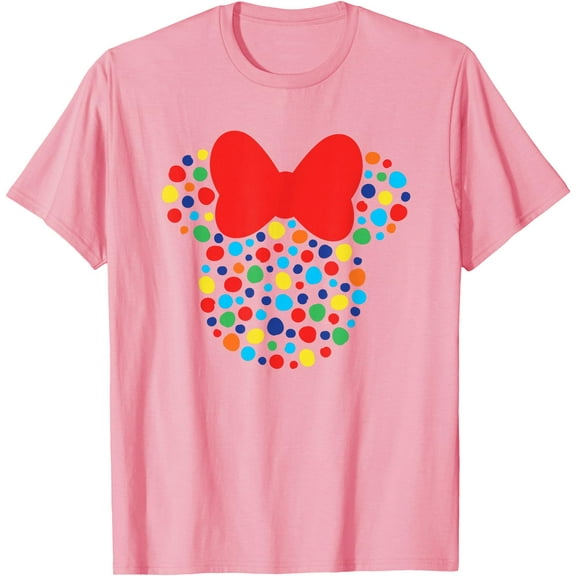 Minnie Mouse Polka Dot Rainbow DTG Print Unisex T-Shirt,Light Pink Color,Size 2T