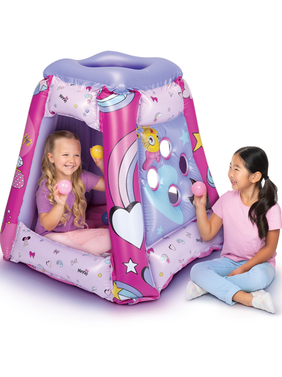 Preschool Indoor Inflatable Ball Pit Playland with 20 Soft Flex Balls, Ages 2-4, Pink