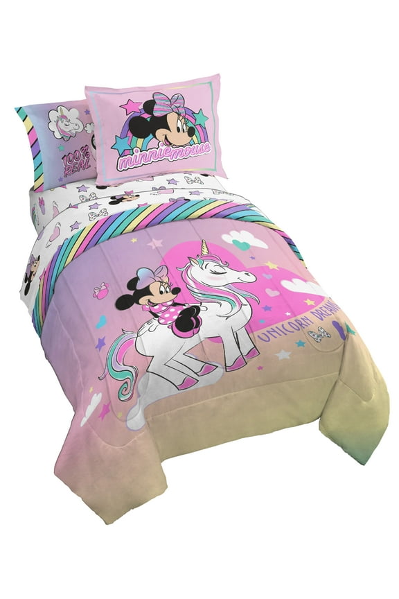 Rainbow Unicorn Dreams Kids Bedding Set w/ Reversible Comforter
