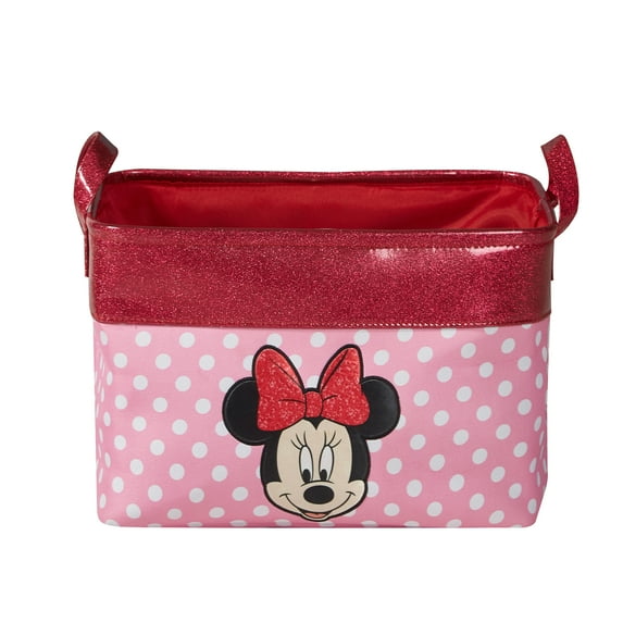Minnie Mouse Rectangular Kids Storage Bin for Kids Room, Pink Polyester