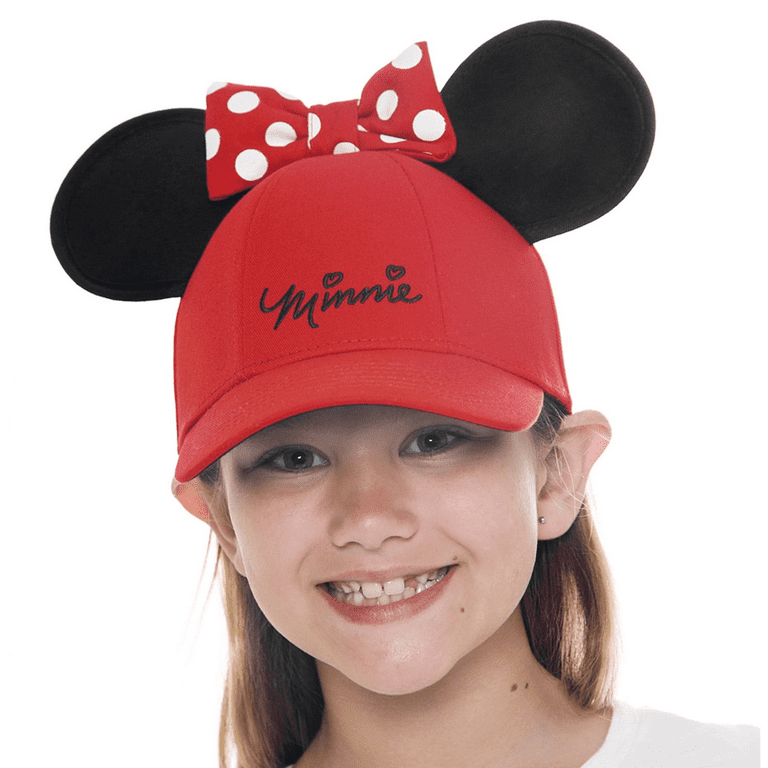 Disney's Minnie Mouse Red Baseball Hat with Bow Ears, Adjustable