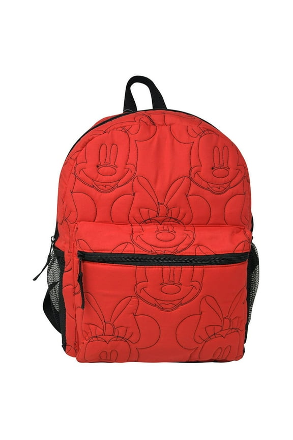 Minnie Mouse Red Quilted Embroidered 16" Backpack