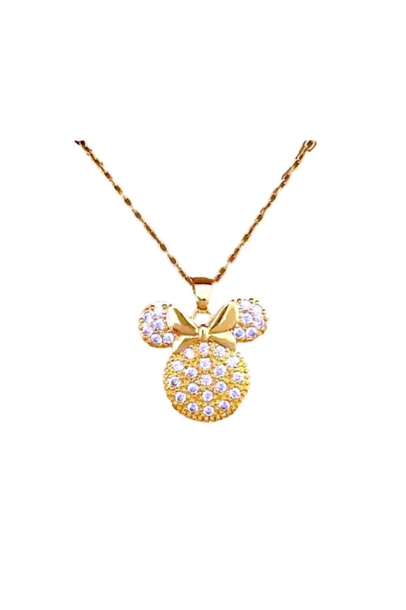 Minnie Mouse Rhinestone .75 Inch Tall Charm Pendant Necklace