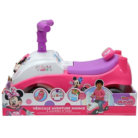 Minnie Mouse Ride-on with lights, sound, sliding beads and foldable handle and under seat storage