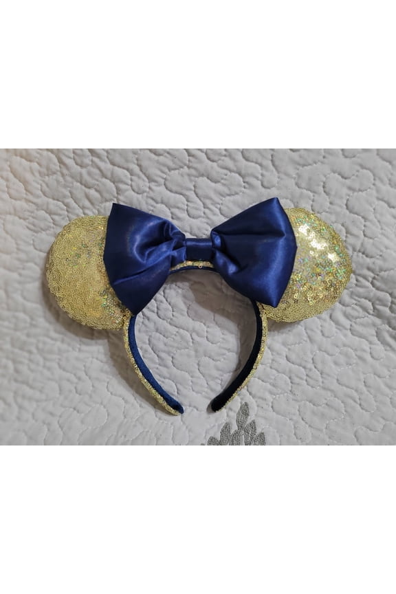 Minnie Mouse Sequin Ear Headband For Adults Gold & Blue – Walt Disney World 50th Anniversary