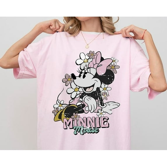 Minnie Mouse Shirt Minnie Mouse Flower Shirt Disneyland Shirt Disney World Shirt ,Light Pink Color,Size M
