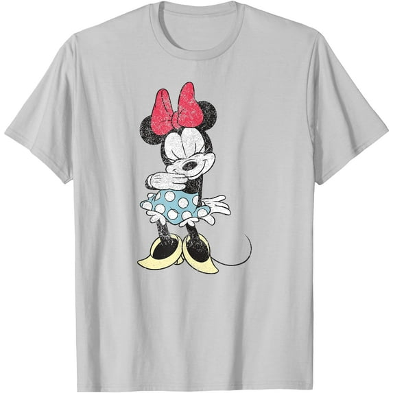 Minnie Mouse - Shy Character Pose DTG Print Unisex T-Shirt,Ice Grey Color,Size 4XL