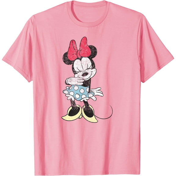 Minnie Mouse - Shy Character Pose DTG Print Unisex T-Shirt,Light Pink Color,Size 5XL