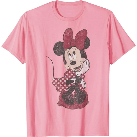 Minnie Mouse Shy Vintage DTG Print Unisex T-Shirt,Light Pink Color,Size 5XL
