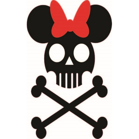 Minnie Mouse Skull Scary Cartoon Character Cartoons Decors Wall Sticker Art Design Decal for Girls Boys Kids Room Bedroom Nursery Kindergarten Home Decor Sticker Wall Art Vinyl Decoration (40x35 inch)