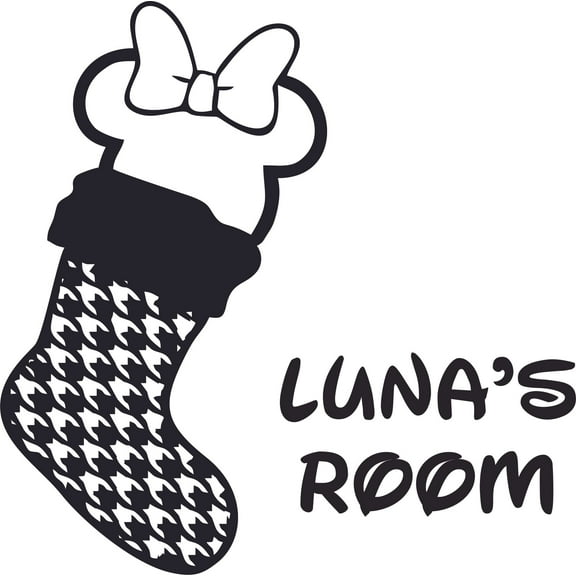 Minnie Mouse Stocking Hat Design Customized Wall Art Vinyl Decal - Custom Vinyl Wall Art - Personalized Name - Baby Girls Boys Kids Bedroom Decal Room Wall Art Stickers Decoration Size (20x18 inch)