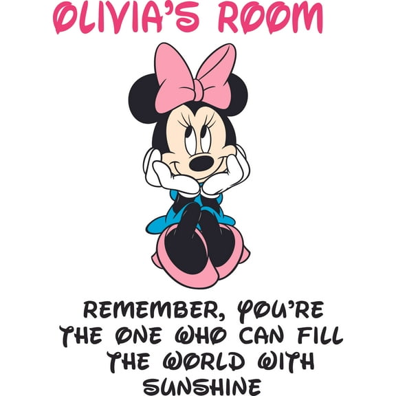 Minnie Mouse Sunshine Quote Cartoon Customized Wall Decal - Custom Vinyl Wall Art - Personalized Name - Baby Girls Boys Kids Bedroom Wall Decal Room Decor Wall Stickers Decoration Size (10x8 inch)
