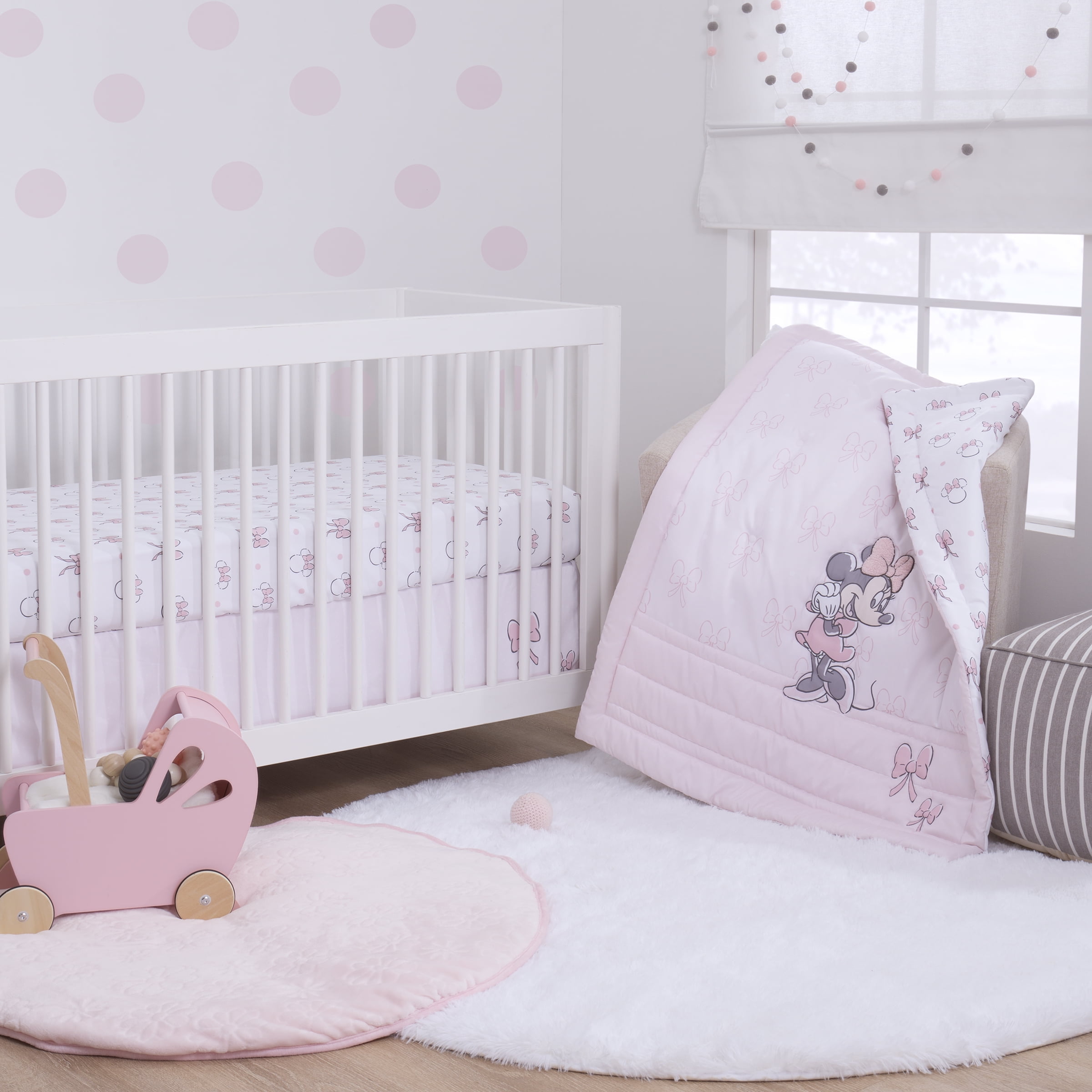 Minnie Mouse Sweet Bows 3 Piece Crib Bedding Set, Infant Girl, Pink