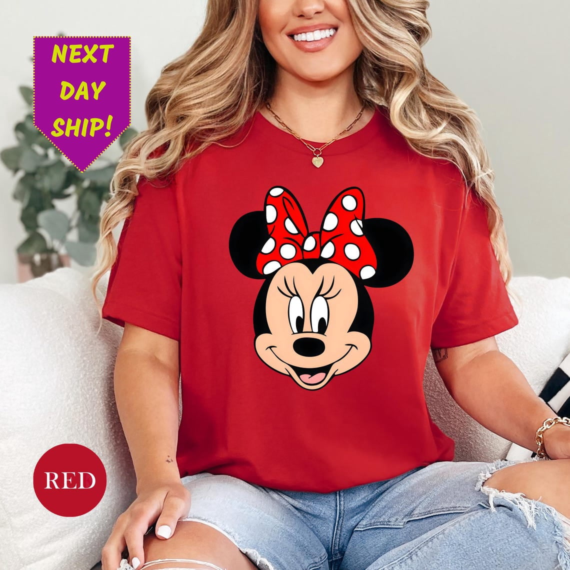 Red Minnie Mouse Boxy T-Shirt main image 1