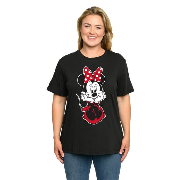 Minnie Mouse T-Shirt Sitting Black Disney Women's Plus Size Graphic Tee