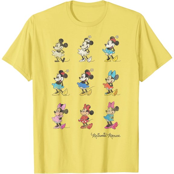 Minnie Mouse Through The Years DTG Print Unisex T-Shirt,Cornsilk Color,Size 3XL