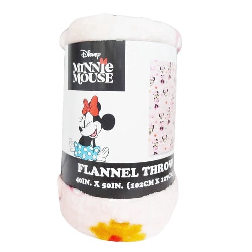 Minnie Mouse Throw Blanket for Kids by Jay Franco, Disney Super Soft Microfiber Flannel Blanket, 40 x 50 in, Pink/White