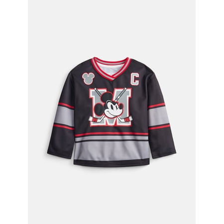 Mickey Mouse Toddler Boys Graphic Hockey Jersey with Long Sleeves, Sizes 12M-5T