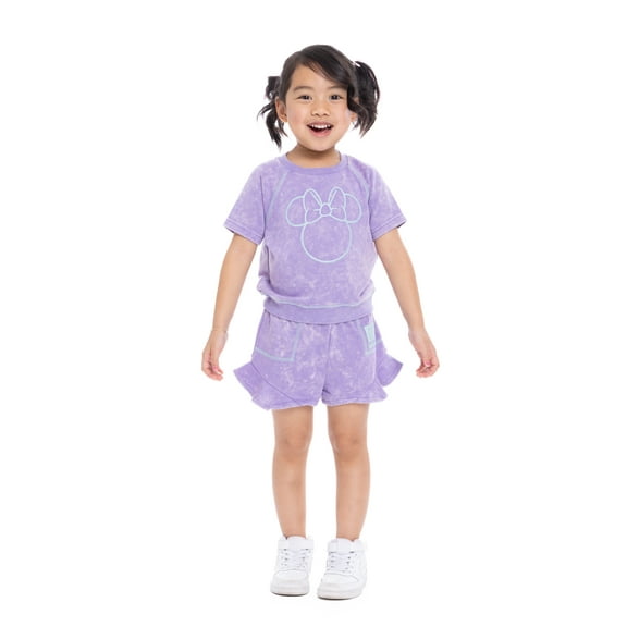 Minnie Mouse Toddler Girl Embroidered Graphic Top and Ruffle Shorts Set, 2-Piece, Sizes 12M-5T