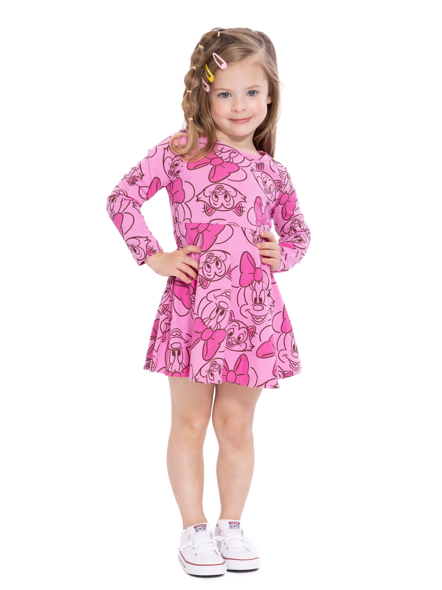 Minnie Mouse Toddler Girl s Short Sleeve All Over Print Dress Sizes 12M 5T