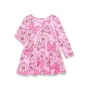 Minnie Mouse Toddler Girls Print Dress with Long Sleeves, Sizes 12M-5T