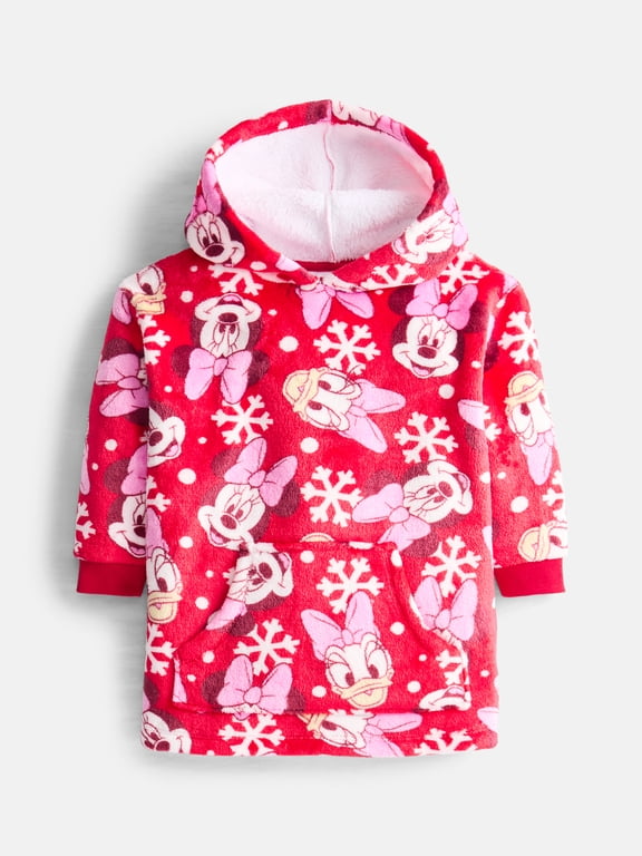 Minnie Mouse Toddler Girl Long Sleeve All Over Print Hooded Snugget, Sizes 12M-5T