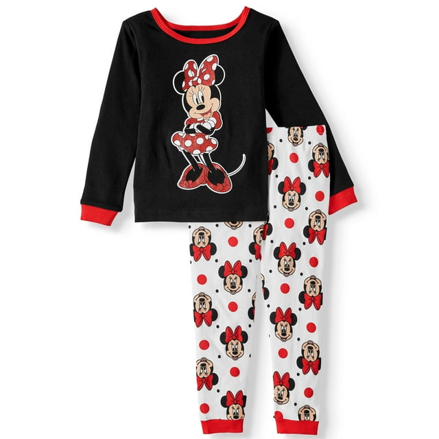 Minnie Mouse Toddler Girl Snug Fit Cotton Long Sleeve Pajamas, 2-Piece Set