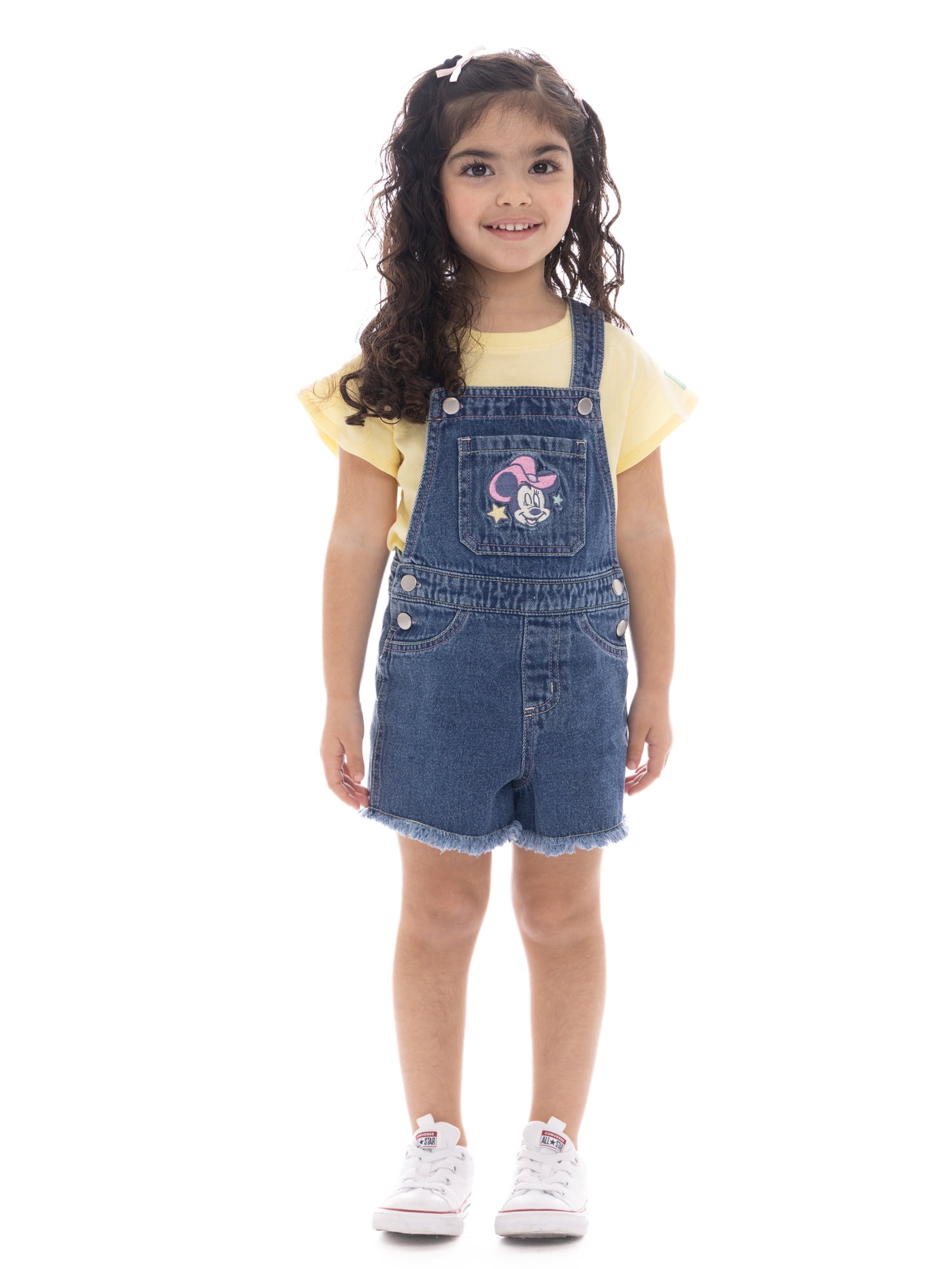 Minnie Mouse Toddler Girl Western Denim Shortall and Flutter Sleeve Tee Set, 2-Piece, Sizes 12M-5T