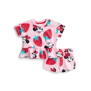 Toddler Girls' Short Sleeve Graphic Tee and Matching Ruffle Shorts Set, 2-Piece, Sizes 12M-5T