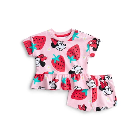 Toddler Girls' Short Sleeve Graphic Tee and Matching Ruffle Shorts Set, 2-Piece, Sizes 12M-5T