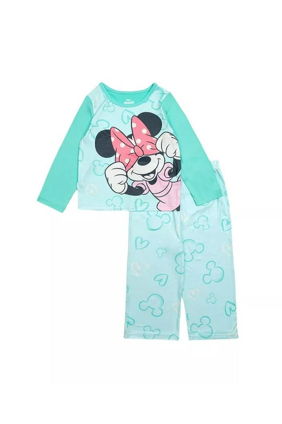 Minnie Mouse Toddler Girl's Mint Green Soft Character Pajama Set, Size 3T