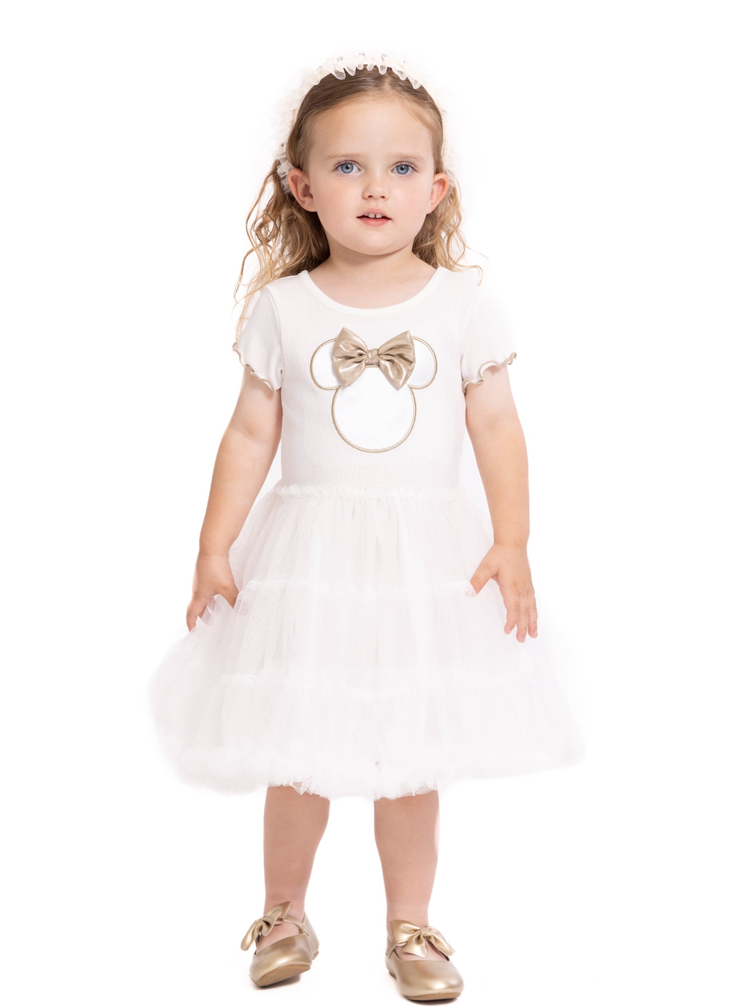 Minnie Mouse Toddler Girls' Bow Tutu Dress with Short Sleeves, Sizes 12M-5T