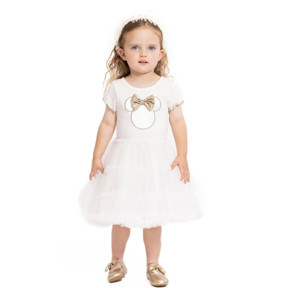 Minnie Mouse Toddler Girls' Bow Tutu Dress with Short Sleeves, Sizes 12M-5T