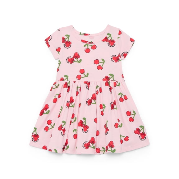 Minnie Mouse Toddler Girls Allover Print Dress with Short Sleeves, Sizes 12M-5T