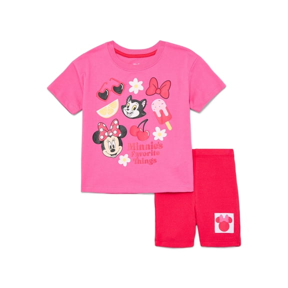Minnie Mouse Toddler Girls Graphic Tee and Bike Shorts Set, 2-Piece, Sizes 12M-5T