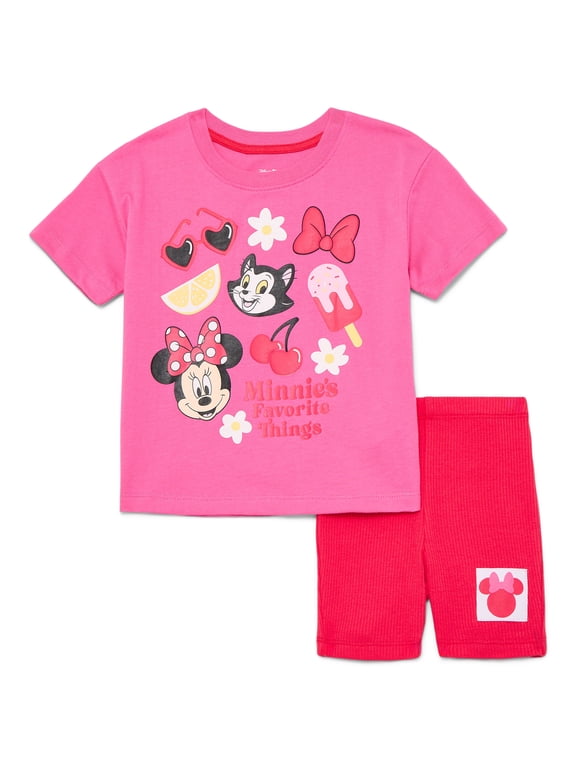 Toddler Girls Graphic Tee and Bike Shorts Set, 2-Piece, Sizes 12M-5T