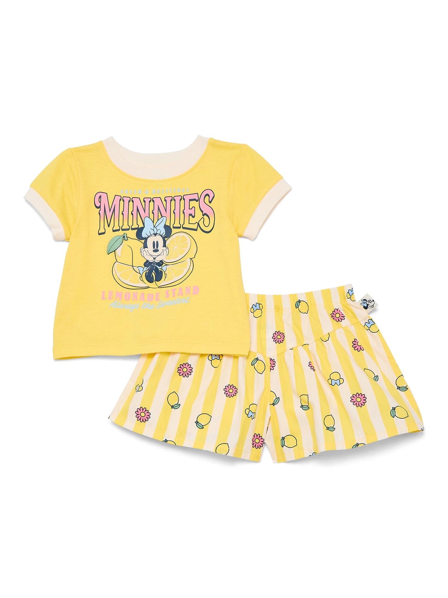 Minnie Mouse Toddler Girls Graphic Tee and Print Shorts Set, 2-Piece, Sizes 12M-5T