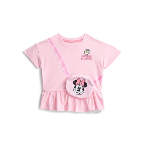 Minnie Mouse Toddler Girls Short Sleeve Peplum Tee with 3-D Bag, Sizes 12M-5T