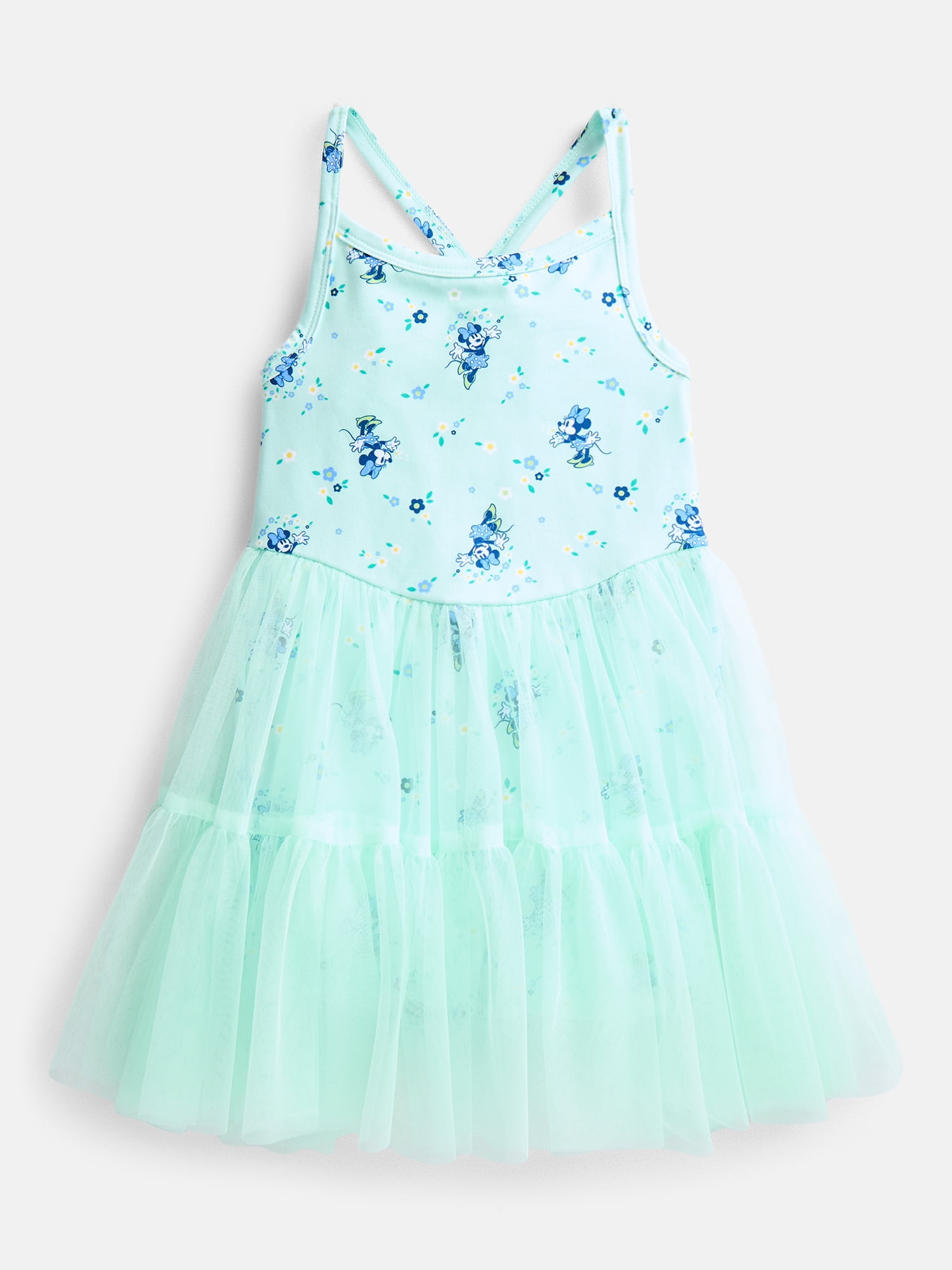 Minnie Mouse Toddler Girls' Sleeveless Romper with Tulle Skirt, Sizes 12M-5T