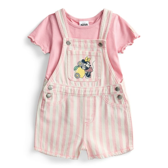 Minnie Mouse Toddler Girls Denim Shortall and Short Sleeve Tee Set, 2-Piece, Sizes 12M-5T