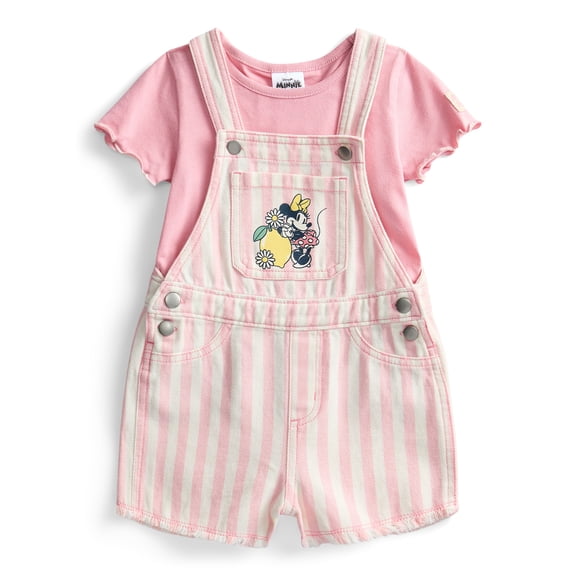 Minnie Mouse Toddler Girls Denim Shortall and Short Sleeve Tee Set, 2-Piece, Sizes 12M-5T